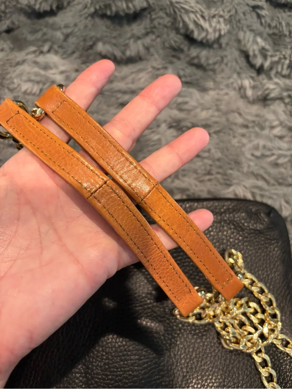 Valentina Black Leather Crossbody Bag with Gold Chain